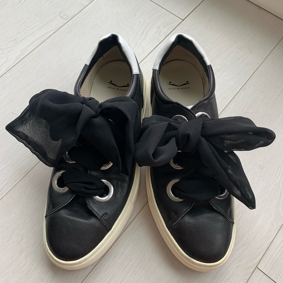 Voile Blanche Vintage Leather Platform Sneakers B&W Size 40 (US 9.5) - Picture 1 of 14